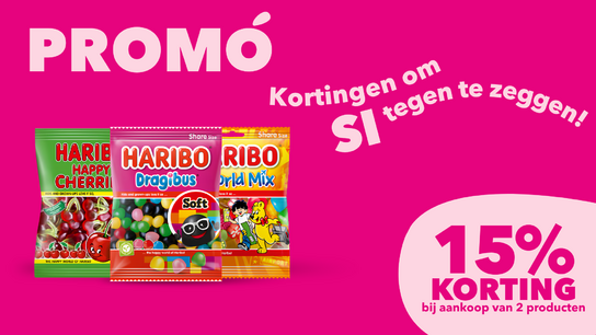 Haribo 2 kopen = 15% korting