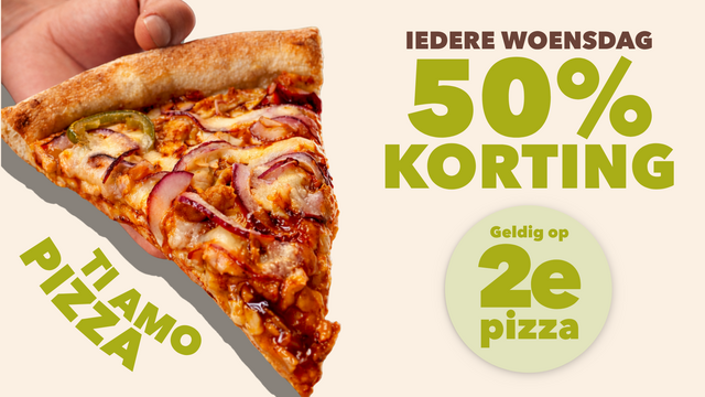 2e pizza aan 50% korting
